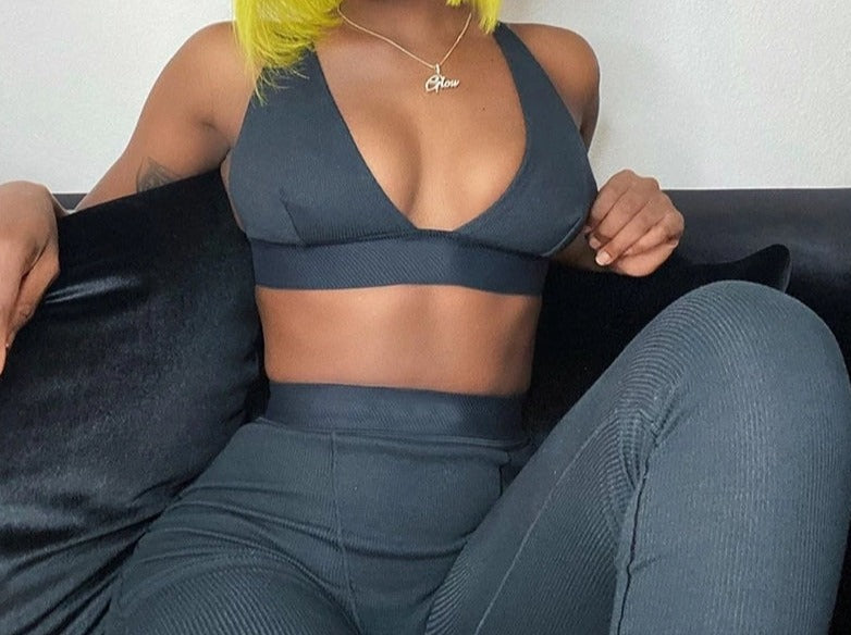 Show Stopper, Co-Ord Black Ribbed Bralet